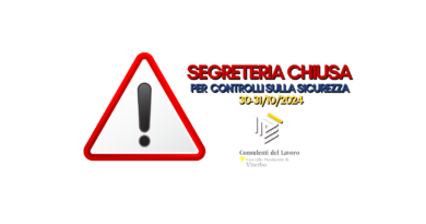 30-31/10/2024 – SEGRETERIA CHIUSA